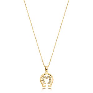 Colar Feminino Símbolo Mangalarga Marchador Brilho Banhado a Ouro 18K