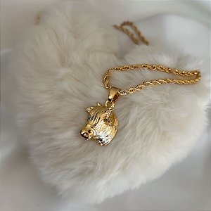 Colar Feminino Boi com Cordão Baiano Banhado a Ouro 18K