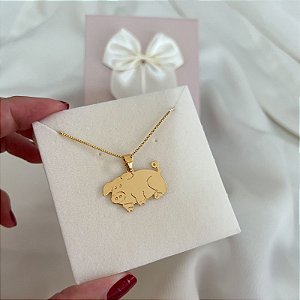 Colar Feminino Suíno Chic Banhado a Ouro 18K