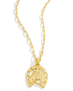 Colar Masculino Cavalo e Ferradura com Cordão Cartier Banhado a Ouro 18K