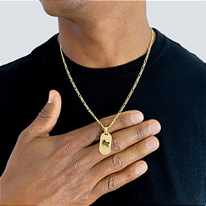 Colar Masculino Rodeio com Cordão 3x1 Banhado a Ouro 18K