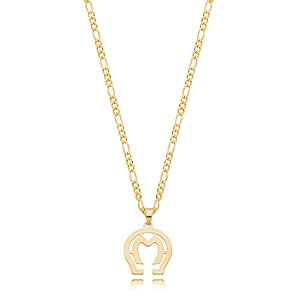 Colar Masculino Mangalarga Marchador com Cordão 3x1 Banhado a Ouro 18K