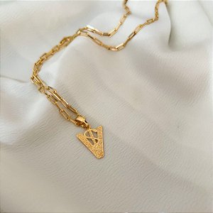 Colar Masculino Símbolo da Veterinária com Cordão Cartier Banhado a Ouro 18K