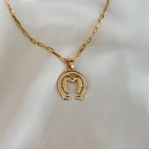 Colar Masculino Mangalarga Marchador com Cordão Cartier Banhado a Ouro 18K