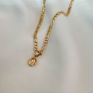 Colar Masculino Grão de Café com Cordão 3x1 Banhado a Ouro 18K
