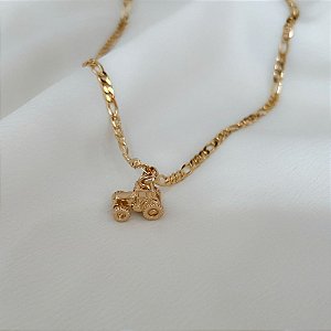 Colar Masculino Trator com Cordão 3x1 Banhado a Ouro 18K
