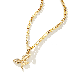 Colar Masculino Broto com Cordão 3x1 Banhado a Ouro 18K