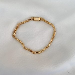 Pulseira Masculina Cordão Tijolinho Banhado a Ouro 18K