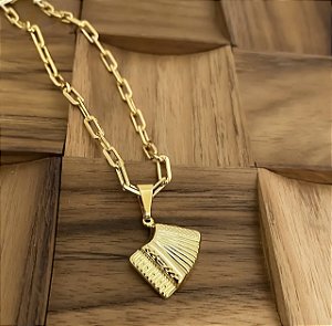 Colar Masculino Sanfona com Cordão Cartier Banhado a Ouro 18K