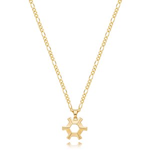 Colar Masculino Agronomia Luxo com Cordão 3x1 Banhado a Ouro 18K