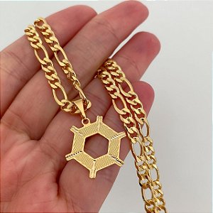 Colar Masculino Agronomia com Cordão 3x1 Banhado a Ouro 18K