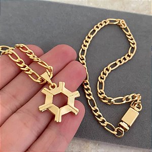 Conjunto Masculino Agronomia Luxo com Cordão 3x1 Banhado a Ouro 18K