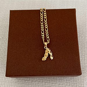 Colar Masculino Soja com Cordão 3x1 Banhado a Ouro 18K
