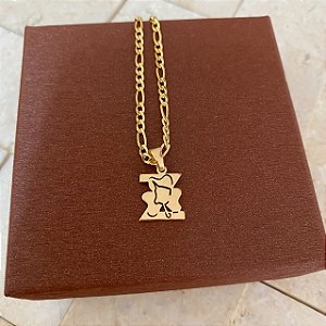 Colar Masculino Zootecnia com Cordão 3x1 Banhado a Ouro 18K
