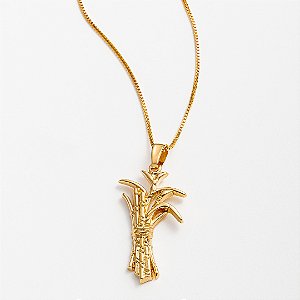 Colar Feminino Cana-de-Açúcar Banhado a Ouro 18K