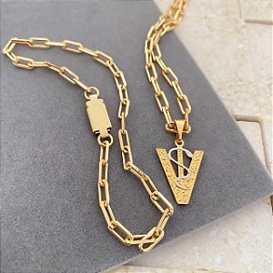 Conjunto Masculino Veterinária com Cordão Cartier Banhado a Ouro 18K