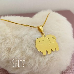 Colar Feminino Raça Spitz Alemão Banhado a Ouro 18K
