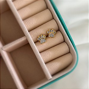 Brinco Patinha Cravejada Banhado Ouro 18k