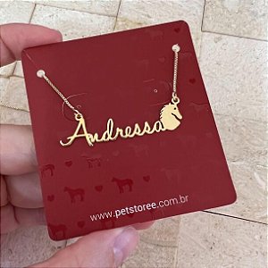 Colar Personalizado Andressa com Cavalo Banhado a Ouro 18k
