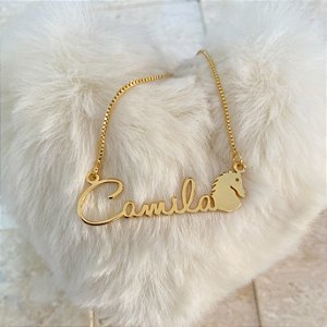 Colar Personalizado Camila com Cavalo Banhado a Ouro 18k