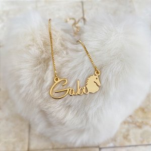Colar Personalizado Gabi com Cavalo Banhado a Ouro 18k