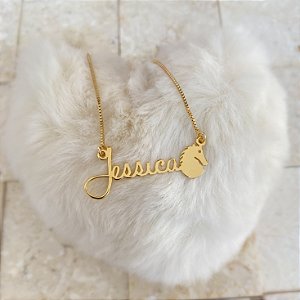 Colar Personalizado Jéssica com Cavalo Banhado a Ouro 18k