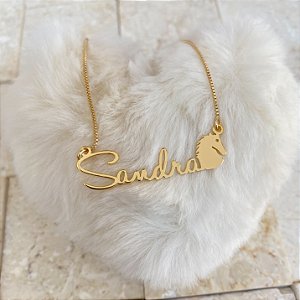 Colar Personalizado Sandra com Cavalo Banhado a Ouro 18k