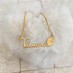 Colar Personalizado Tainara com Cavalo Banhado a Ouro 18k