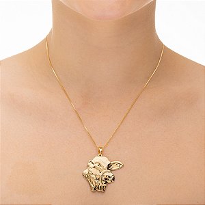 Colar Feminino Boi Nelore Banhado a Ouro 18K