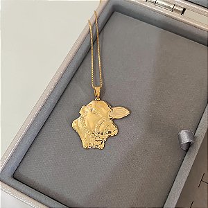 Colar Feminino Boi Nelore Banhado a Ouro 18K