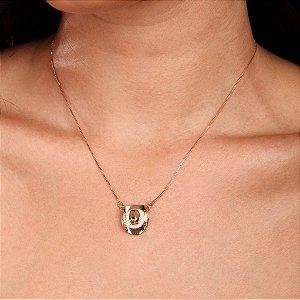 Gargantilha Chapéu Western Cravejado em Zircônias Banhado Ouro 18k