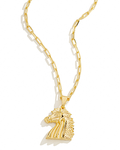 Colar Masculino Cavalo Refinado com Cordão Cartier Banhado a Ouro 18K