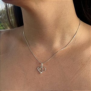 Colar de prata Coração Cavalo - 45cm