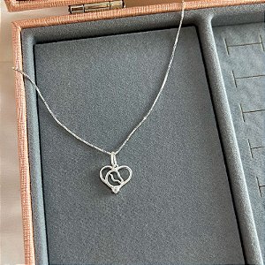 Colar de prata Coração Cavalo - 45cm