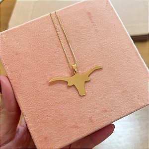 Colar Touro Texas Banhado Ouro 18k
