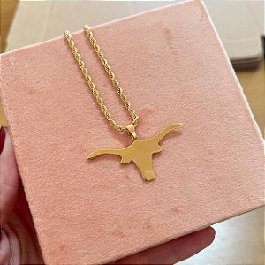 Colar Touro Texas cordão baiano Banhado Ouro 18k