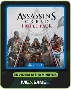 ASSASSINS CREED TRIPLE PACK BLACK FLAG, UNITY, SYNDICATE - PS4 - MÍDIA DIGITAL