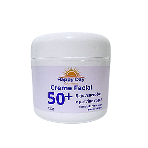 Creme Facial 50+ Para Rugas Com Acido Hialurônico Antirrugas e Antissinais 120g Happy Day Cosméticos