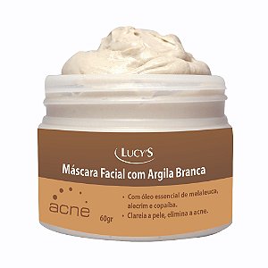 Máscara Facial Clareador com Argila Branca - Tratamento de Acnes e Clareamento de Manchas Escuras - Com Óleo De Melaleuc