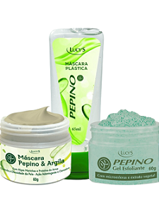 Kit 3 Mascara Facial De Pepino E Argila e Gel Esfoliante Lucys
