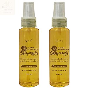 Kit Clareador 2 Fluido Iluminador Camomila Clareia Naturalmente e Revitaliza Cabelos 100ml Lucy's.