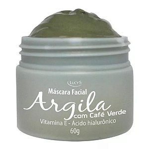 Mascara Argila Verde Facial Skin Care Clareador e Antirrugas Com Acido Hialurônico e Vitamina E Lucys 60g