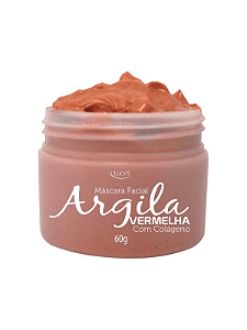Mascara Argila Vermelha Facial Skin Care Clareador e Antirrugas Com Vitamina E e Colágeno Lucys 60g