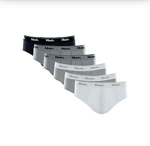 Kit 6 Cuecas Slip Mash Masculinas- Cores Neutras T-M - G