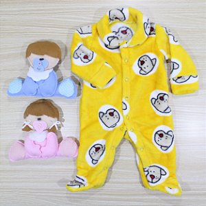 Macacão Bebê Tip Top Amarelo Cachorrinho Tipfl009