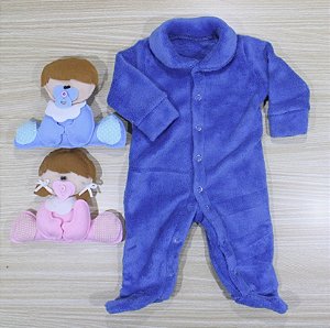 Macacao Tip Top Bebe Prematuro Em Fleece Azul Royal