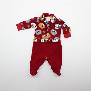 Macacão Tip Top Prematuro Em Microsoft Ursinho Vermelho M.n.