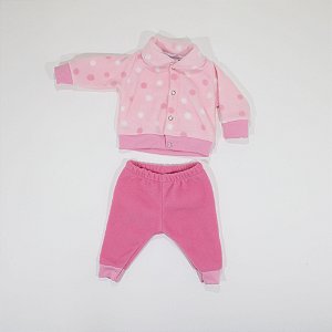 Conjunto Calça E Jaqueta Prematuro Em Microsoft Rosa Bebe