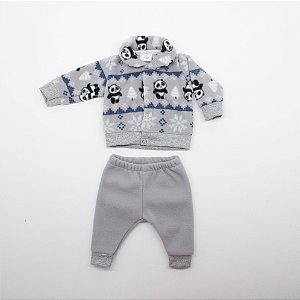 Conjunto Calça E Jaqueta Prematuro Em Microsoft Panda Cinza