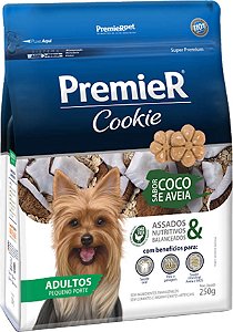 BISCOITO PREMIER COOKIE COCO E AVEIA 250G CAES ADULTO PEQ PORTE